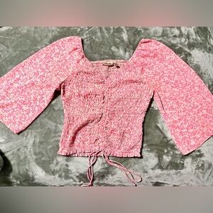 Pink and white floral willow and root top size large